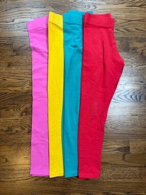 Boden Girls Cotton Stretch Basic Leggings Solid Pink, Gold, Teal & Red Size 9-10